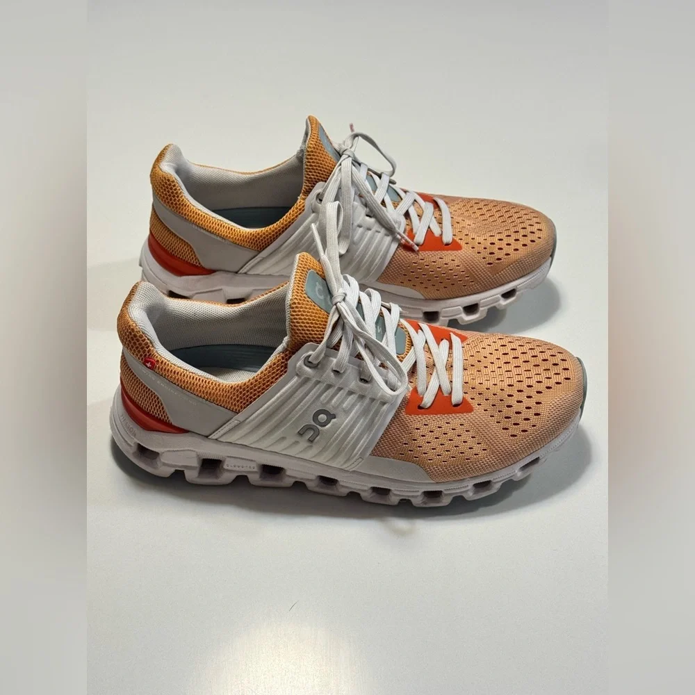 On Cloudswift Shoes Womens Size 8.5 Orange White Helion CloudTec Road Running - Picture 4 of 10